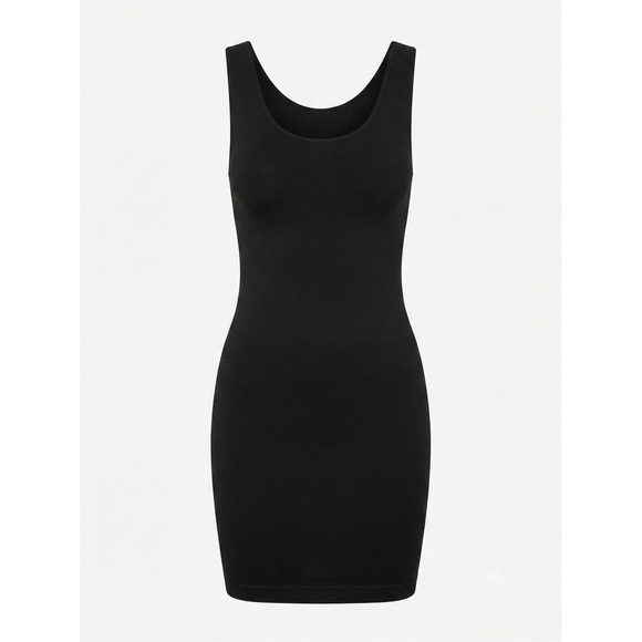 Unbranded Dresses & Skirts - Seamless Black Bodycon Tank Dress Scoop Neck Stretch Mini One Size Fits Most